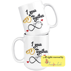 1 year together anniversary coffee mug (15 oz) - Drinkware