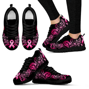 Breast Cancer Awareness - Shoes - Black Women's Sneakers