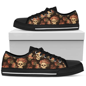 Gothic Skull & Roses Shoes - Women's Low Top