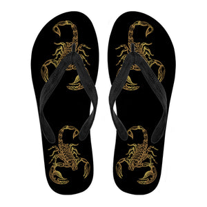 Golden Scorpio Black Flip Flops - Freedom Look