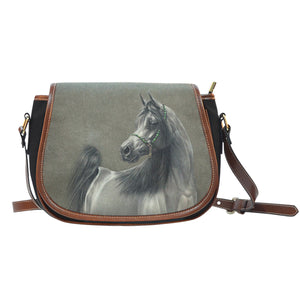 Gray Horse Saddle Bag Christmas Gift Cross Body Zipper Bag Purse Gift