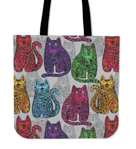 Paisley Cat Cotton Tote Bag