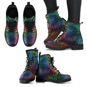 Colorful Mandala Handcrafted Women's Vegan-Friendly Leather Boots