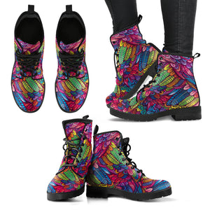 Boho Feather Handcrafted Women's Vegan-Friendly Leather Boots