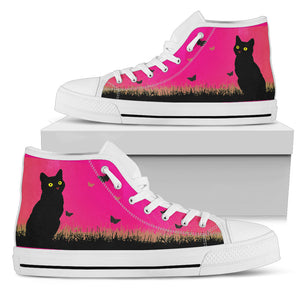 Cat Pink Design Women's High Top Shoes