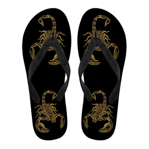 Golden Scorpio Black Flip Flops - Freedom Look