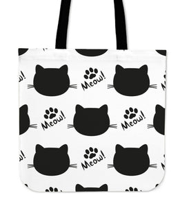 Black White Cat Cloth Cotton Tote Bag