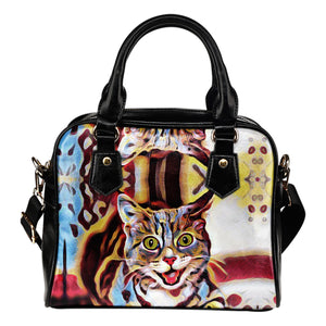 Brown Blue Cat Shoulder Handbag Christmas Birthday Gift