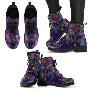 Purple Dream Catcher Handcrafted Women's Vegan-Friendly Leather Boots