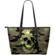 Camo Skull Army Large Leather Tote Bag