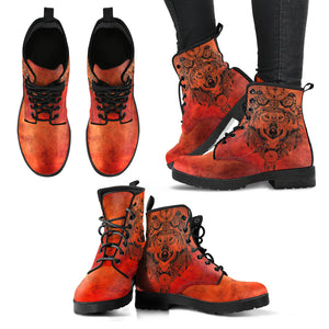 Wolf Orange Red Handcrafted Women's Vegan-Friendly Leather Boots