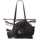 Dachshund Puppy Large Leather Tote Bag