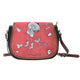 Day of the Dead Red Skull Leather Trim Cross Body Zipper Bag Purse Gift