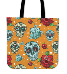 Orange Skull Cloth Cotton Tote Bag