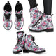Floral Grey Roses & Peonies - Leather Boots for Women