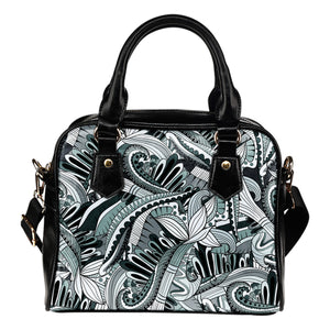 Funky Patterns in Black and Green - Shoulder Bag Handbag Christmas Gift