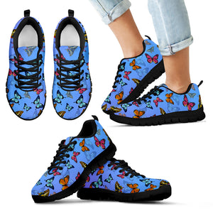 Blue Butterfly Sneakers, Butterflies Gift - Freedom Look