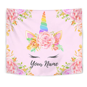 Unicorn Tapestry With Custom Name - Living Room Bedroom Art Wall Decor Gift