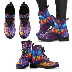 Abstract Butterfly Handcrafted Women's Vegan-Friendly Leather Boots