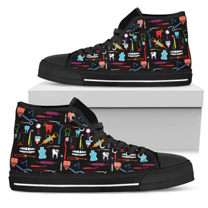 Men's Dental Tools Hygienist High Top Black Shoes