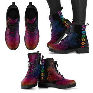 Chakra Colorful Mandala Handcrafted Women's Vegan-Friendly Leather Boots