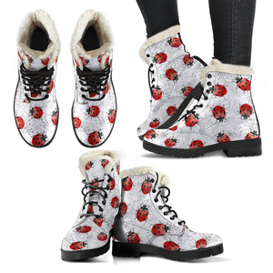Ladybug Women's Faux Fur Leather Boots