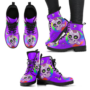Skull Zombie Unicorn Ladies Womens Booties Vegan-Friendly Leather Woman Boots