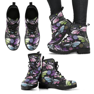 Colorful Dragonflies Women's Dragonfly Vegan-Friendly Leather Boots