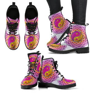 YinYang Pink Gold Mandala Handcrafted Women's Vegan-Friendly Leather Boots
