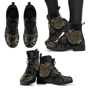 Sea Turtle & Lotus Women's Vegan-Friendly Leather Boots