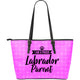 Labrador Dog Mom Dad Pink Large Leather Tote Bag