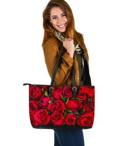 Roses Flowers Large Leather Tote