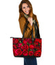 Roses Flowers Large Leather Tote