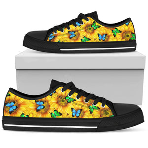 Sunflower Butterfly Low Top Shoes