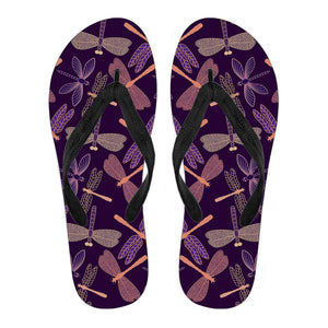 Dragonfly Violet Women's Flip Flops - Freedom Look