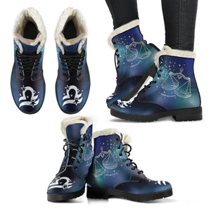 Libra Horoscope Zodiac Star Sign Faux Fur Leather Boots Christmas Birthday Gift