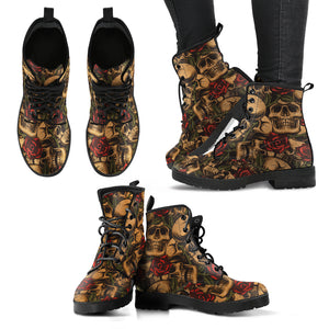 Skull Brown Handcrafted Women's Booties Vegan-Friendly Leather Boots