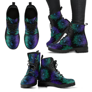 Yin Yang Lotus Handcrafted Women's Vegan-Friendly Leather Boots