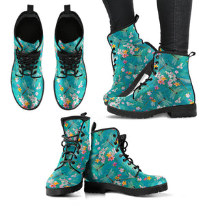 Colorful Green Dragonfly Handcrafted Women's Vegan-Friendly Leather Boots