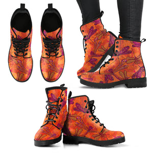 Orange Dragonfly Handcrafted Women's Vegan-Friendly Leather Boots