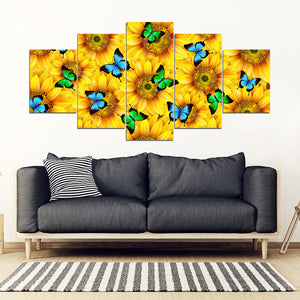 Sunflower Butterfly Framed Canvas