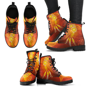 Phoenix Red Orange Yellow Handcrafted Women's Vegan-Friendly Leather Boots