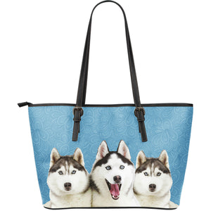 Huskies Large Leather Tote Bag Christmas Gift