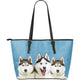 Huskies Large Leather Tote Bag Christmas Gift