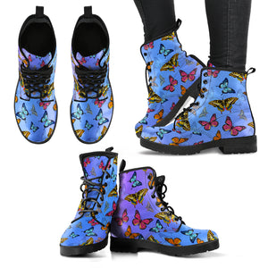 Colorful Butterflies Women's Leather Boots - Freedom Look