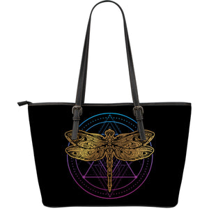 Golden Dragonfly Large Leather Tote - Freedom Look