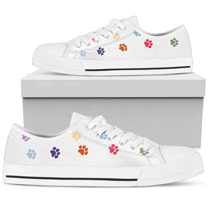 Paw Prints Low Top Shoes White