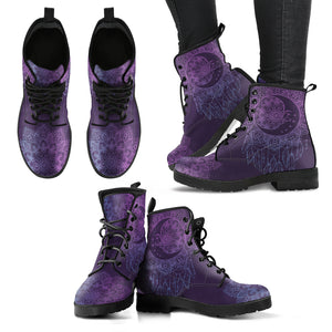 Purple Moon Dream Catcher Handcrafted Women's Vegan-Friendly Leather Boots