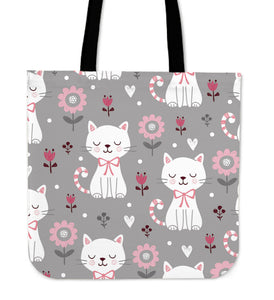 Cute White Cat Cotton Cloth Tote Bag