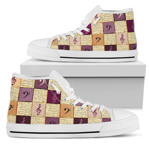 Classical Music Shoes Womens White High Top Canvas Shoes
